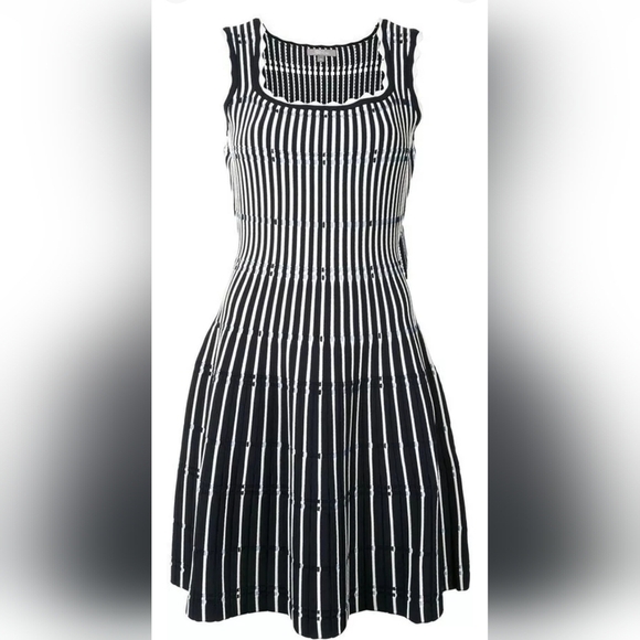 LELA ROSE Fringe Striped Crochet-Knit Midi Dress SIZE L - Picture 7 of 15